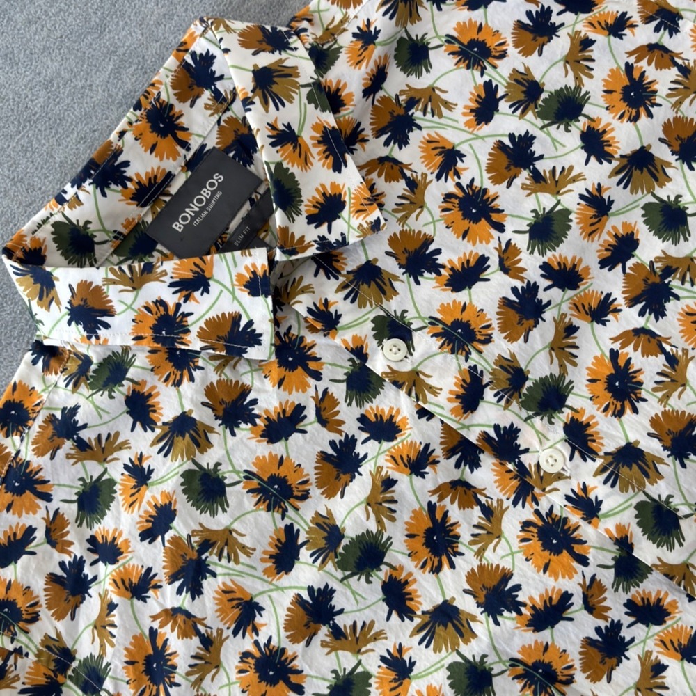 Bonobos Slim Fit Short Sleeve Floral Button Down Shirt Mens L